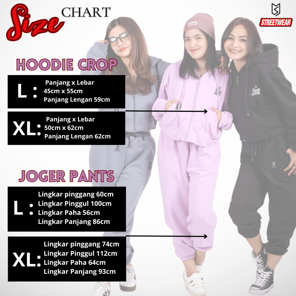 One Set Crop MS Hoodie Zipper &amp; Celana Joger PREMIUM