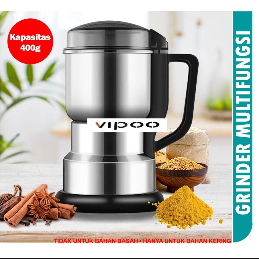 COD Mesin Penggiling biji kacang kopi 400g, Grinder Coffee Elektrik Vipoo V-1105