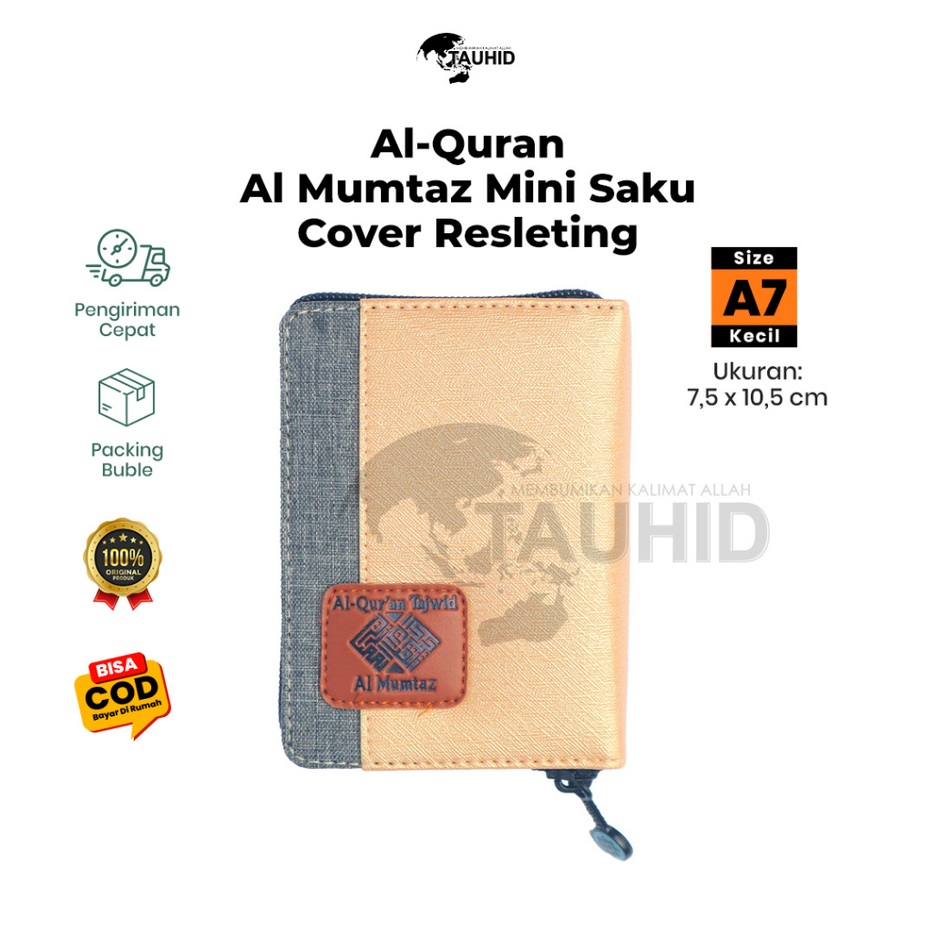 Alquran kecil Resleting Al Mumtaz A7 Alquran Saku Dengan Resleting Tanpa Terjemah