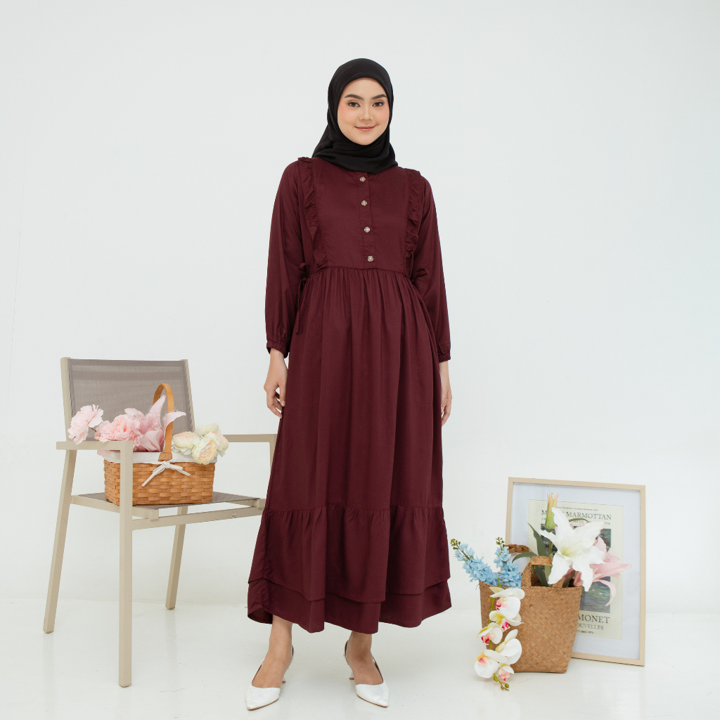 RILLEY - Gamis Naomi | Dress Panjang Muslim Wanita Rayon Baju Maxi