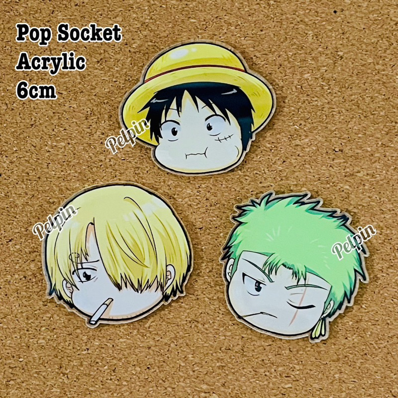 pop socket anime one piece Popsocket acrylic monkey d luffy zoro sanji anime griptok griptock one pi