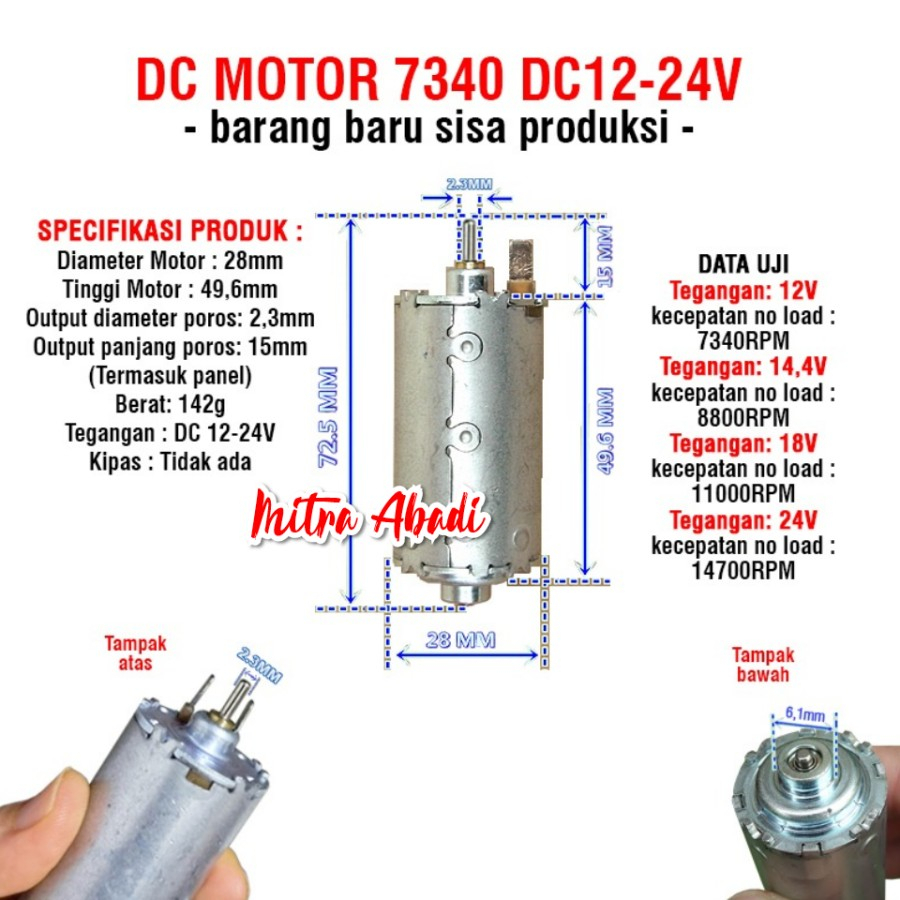 Dinamo Motor 7340 DC 12 - 24V