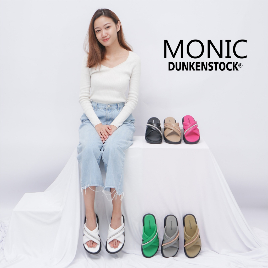 Adarastore - Dunkenstock MONIC Sandal Slop Wanita Model Tali Silang Sendal Casual Cewek