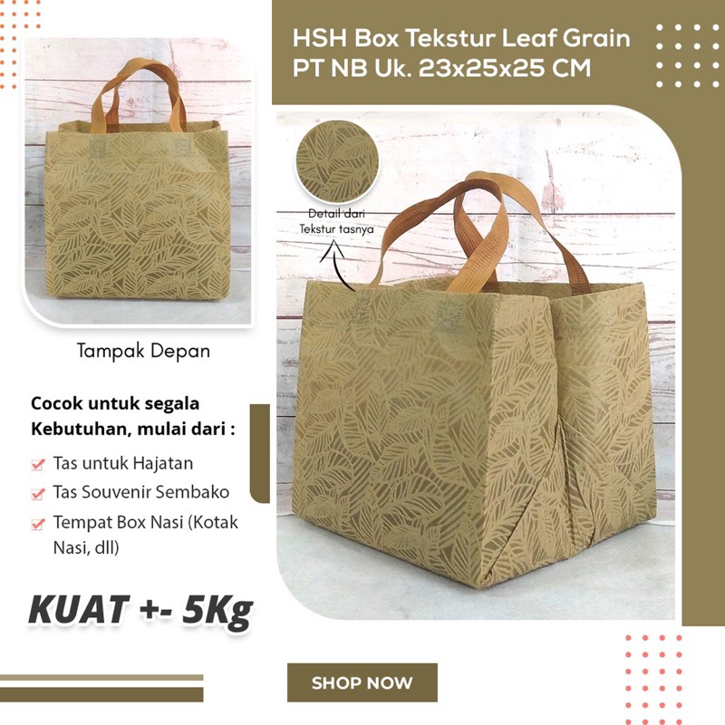 RYAGAKO Goodie Bag Tas Spunbond 3D Premium Kotak Nasi 24x24 23x23 cm Hajatan Nikahan Souvenir Lebara
