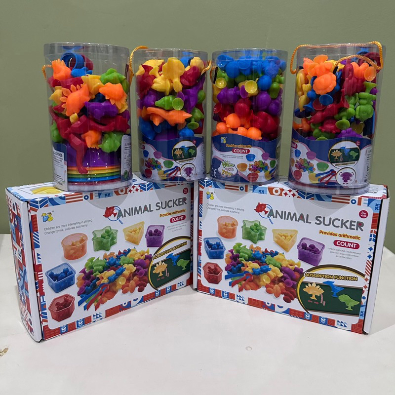 suction animal toys classification sorting color shape mainan edukasi anak