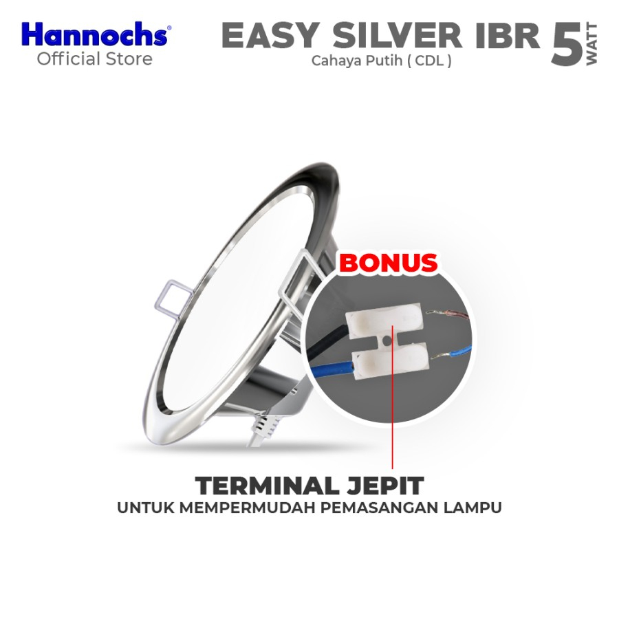 Lampu Downlight LED Hannochs Easy Silver 5W IBR CDL - Cahaya Putih
