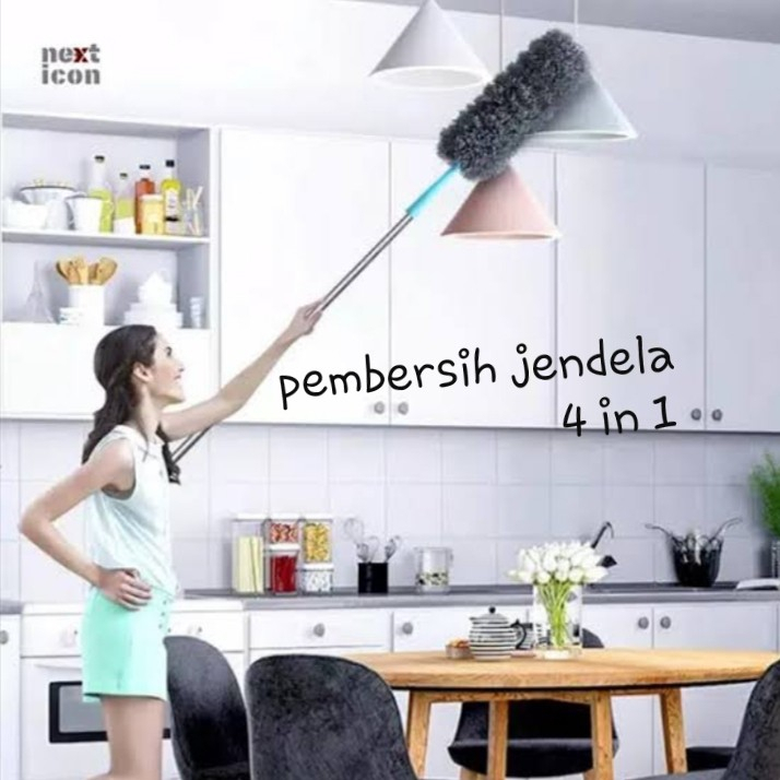 Cleaning Kit Pembersih Jendela Kaca Serbaguna 4 in 1/Tongkat Jemuran tOP