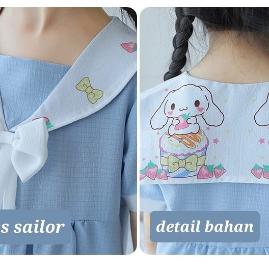 DRESS SAILOR SANRIO BAJU TERUSAN CASUAL ANAK CEWEK DRES SANTAI SEHARI HARI DAILY LUCU IMPORT