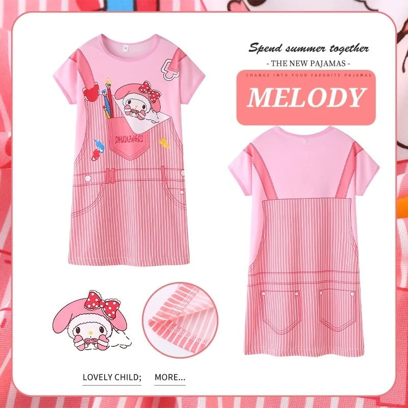 DASTER SANRIO BAJU TIDUR ANAK CEWEK FASHION KOREA IMPORT SANTAI DAILY LUCU DRESS