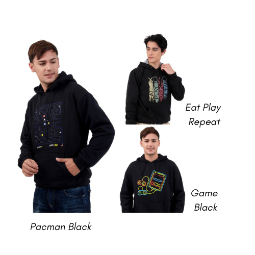 Berrybenka Street - Outer Sweater Hoodie Pria Pacman Black
