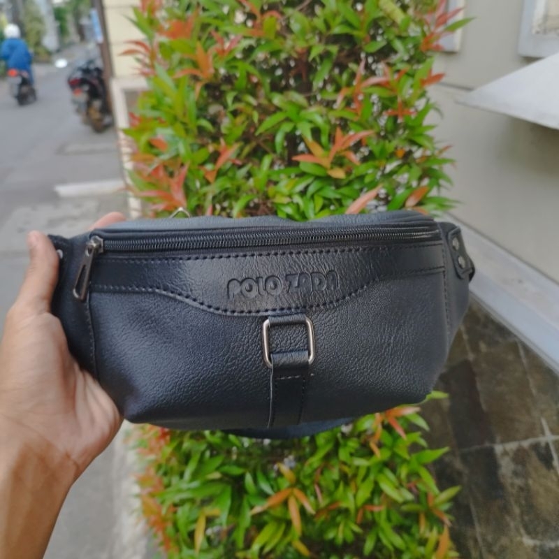 Waistbag Pria Kulit PU PREMIUM | Tas Selempang Original Polozada