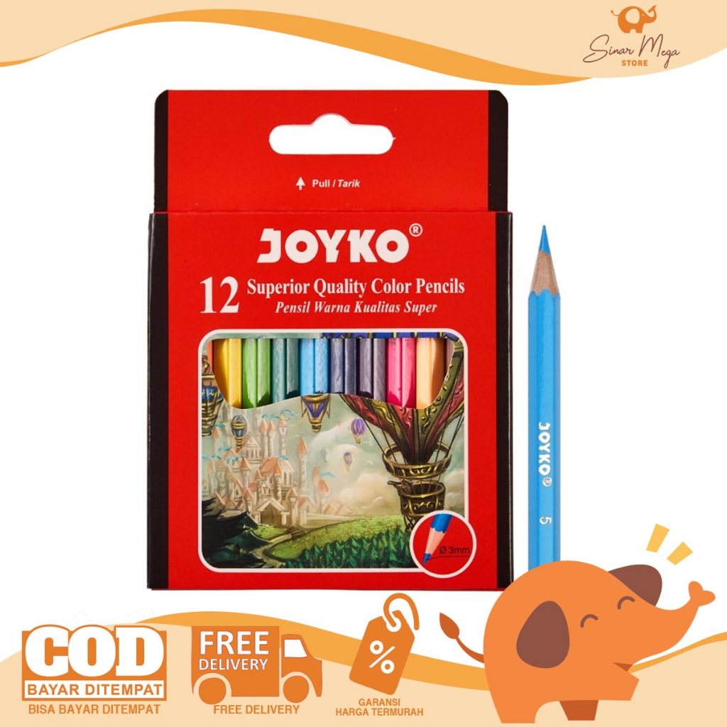 

Joyko Pensil Warna CP 102 (12 Warna) / Pensil Warna Joyko 12 Warna / Pensil Warna Mini