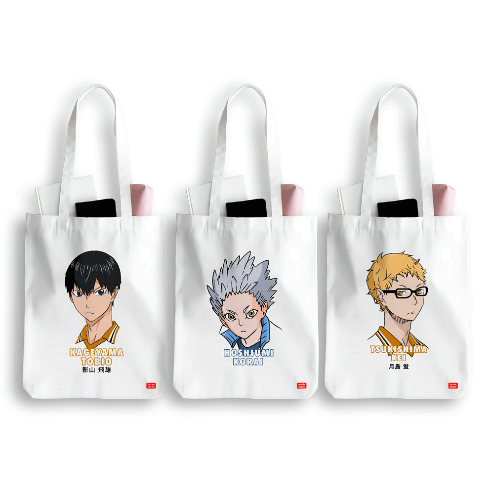 NEW TOTEBAG ANIME HAIKYUU KAGEYAMA HINATA / TSUKISHIMA / KORAI / KARAKTER HAIKYUU / TOTEBAG ANIME KANVAS RESLETING