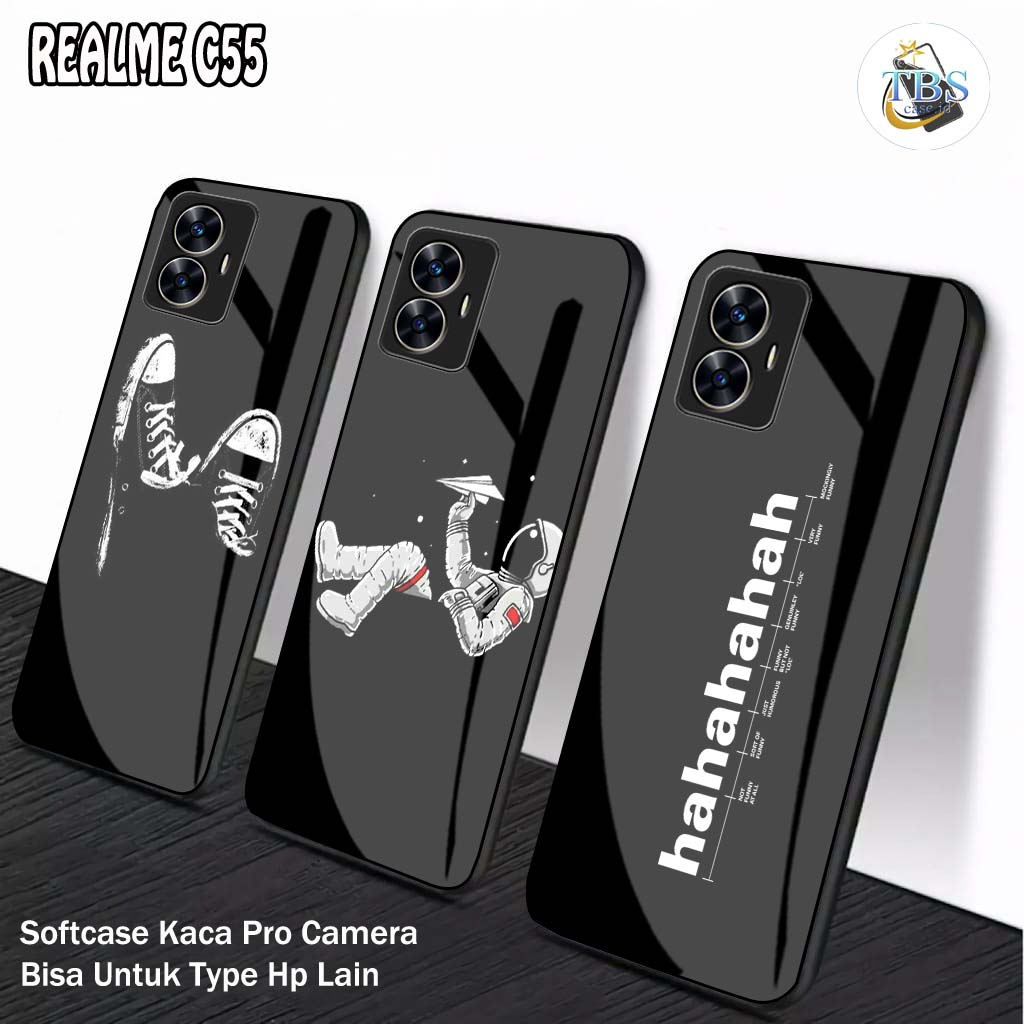 Softcase Glass Kaca Realme C55 NFC [M162] Motif Iphone - Case Hp Realme C55 - Casing HP Realme C55 N