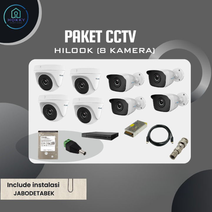 PAKET CCTV HILOOK 8 KAMERA/PAKET CCTV ANALOG HILOOK