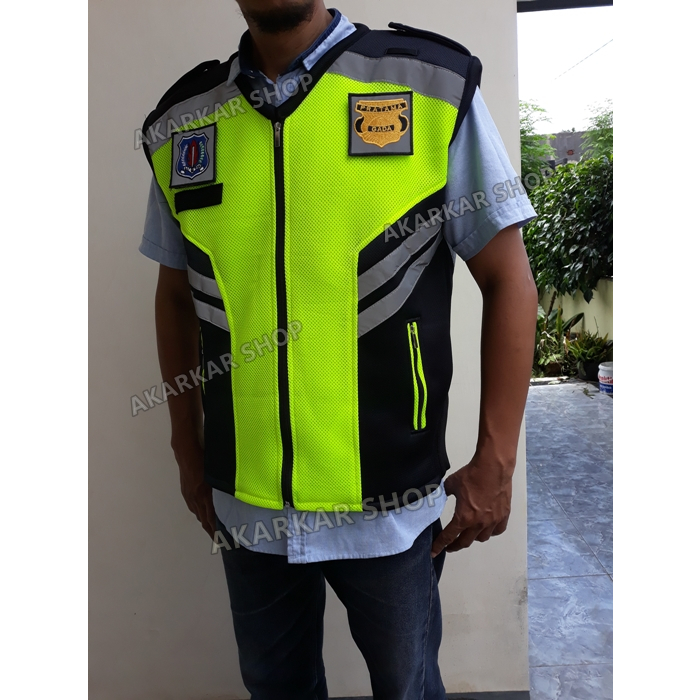 Rompi Security Bahan Double Mesh Rompi Satpam Tebal Full Logo Bordir Terbaru