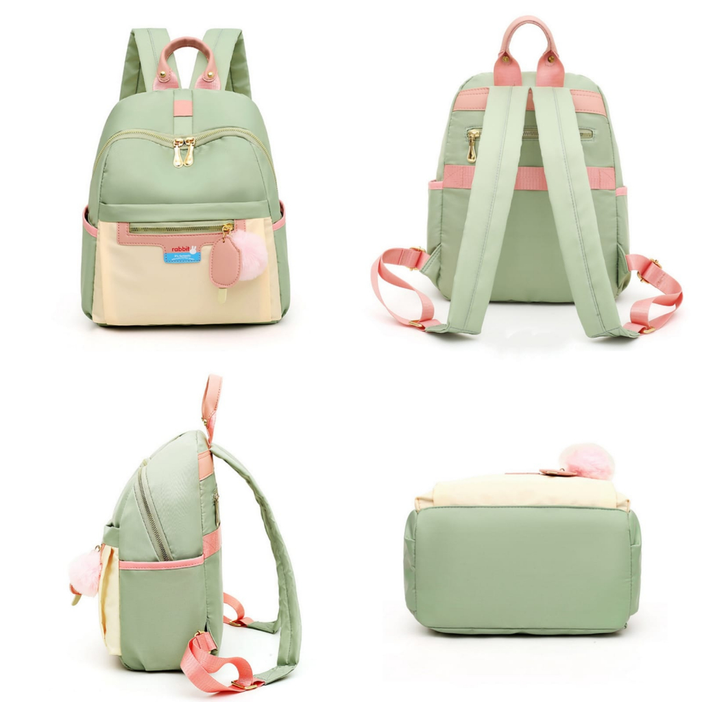 TAS RANSEL WANITA KOREA GENDONG PUNGGUNG ANTI AIR MURAH IMPORT BACKPACK PREMIUM CEWEK REMAJA KEKINIAN SEKOLAH KULIAH KERJA FASHION BATAM BRANDED HIJAU AIDEEN TA780G3