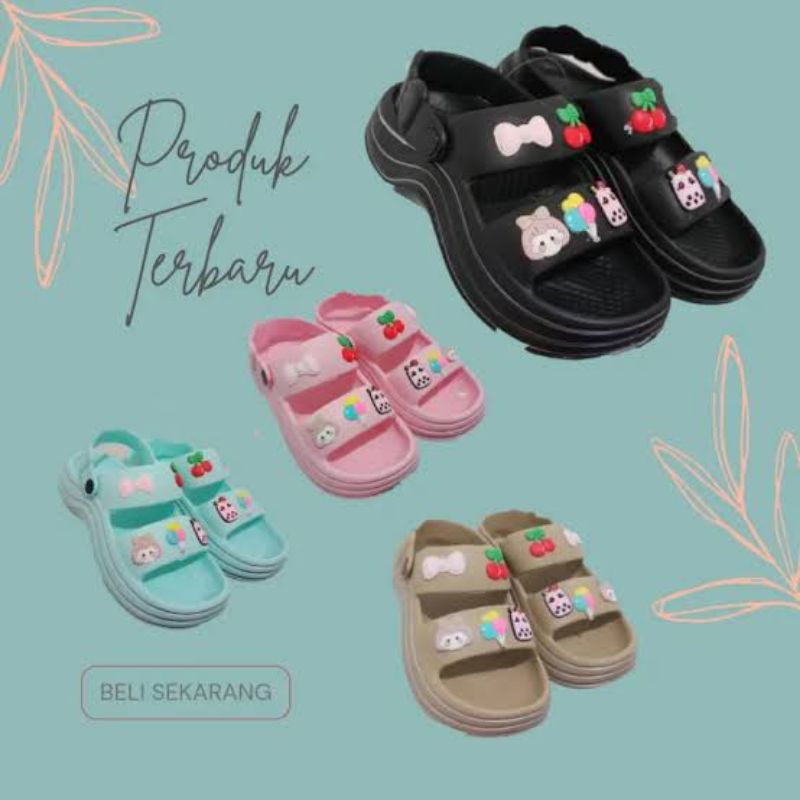 35-42 Sandal Wanita Terbaru/Sepatu Sendal Wedges Karet Jelly Import SANDAL FUJI TINGGI TEBAL 321M/Se