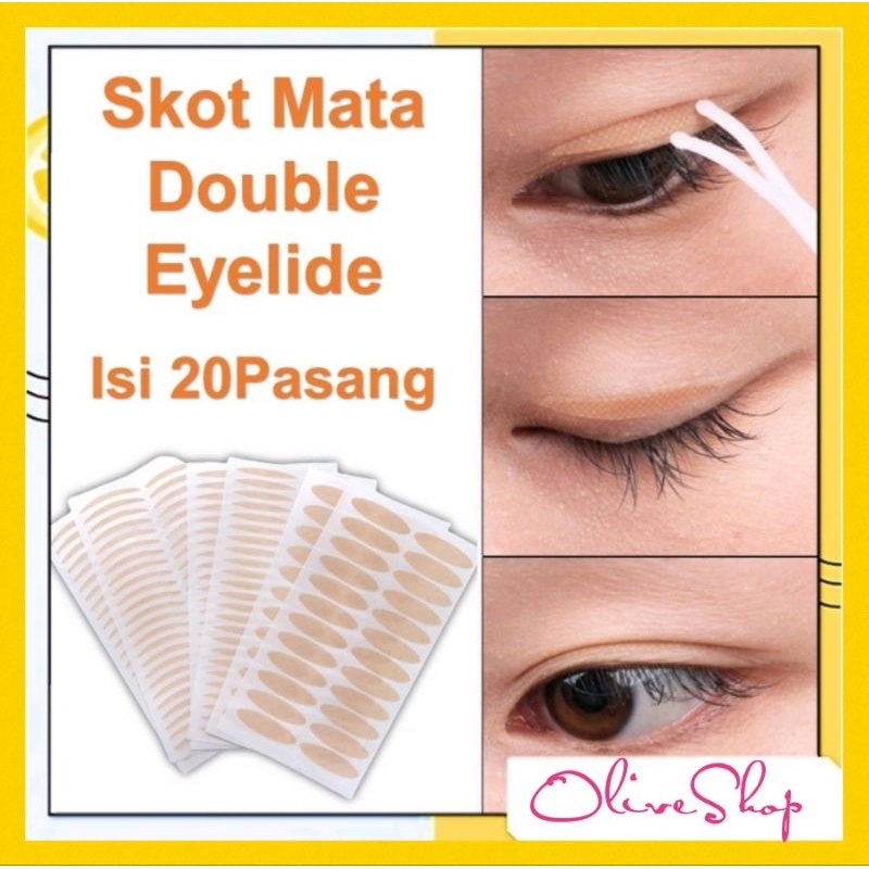 OliveShop ❤️ Skot Mata Eyelid Double Eyelid Sticker Tape 20 Pasang (40 pcs) Kelopak Mata Bening