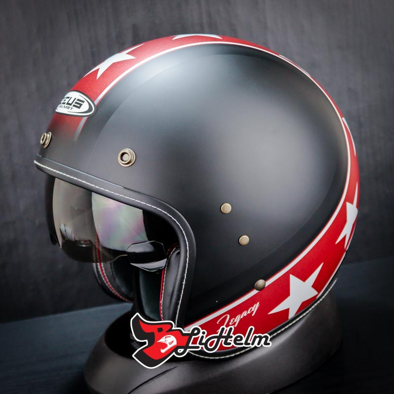 HELM ZEUS ZS 380FA MATT BLACK K57 RED | HELM RETRO CLASSIC ZEUS
