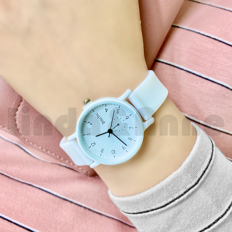 Jam Tangan Wanita Casual Polos Analog Rubber New Trendy Gaya Korea Import