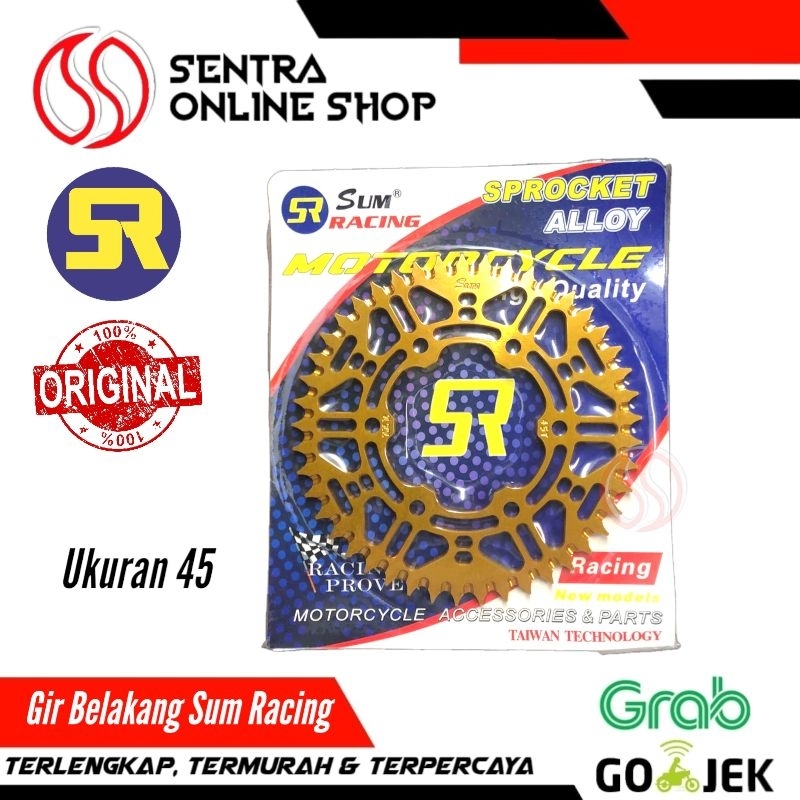 Gir gear belakang vixion scorpio 45 428 alumunium alloy gold sum racing