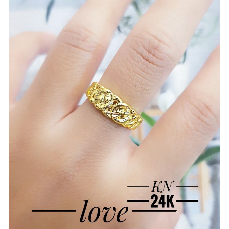 Xuping Gelang Motif Tempe Set Cincin Rantai Gold Lapis Emas 24K Terbaru 3030a2