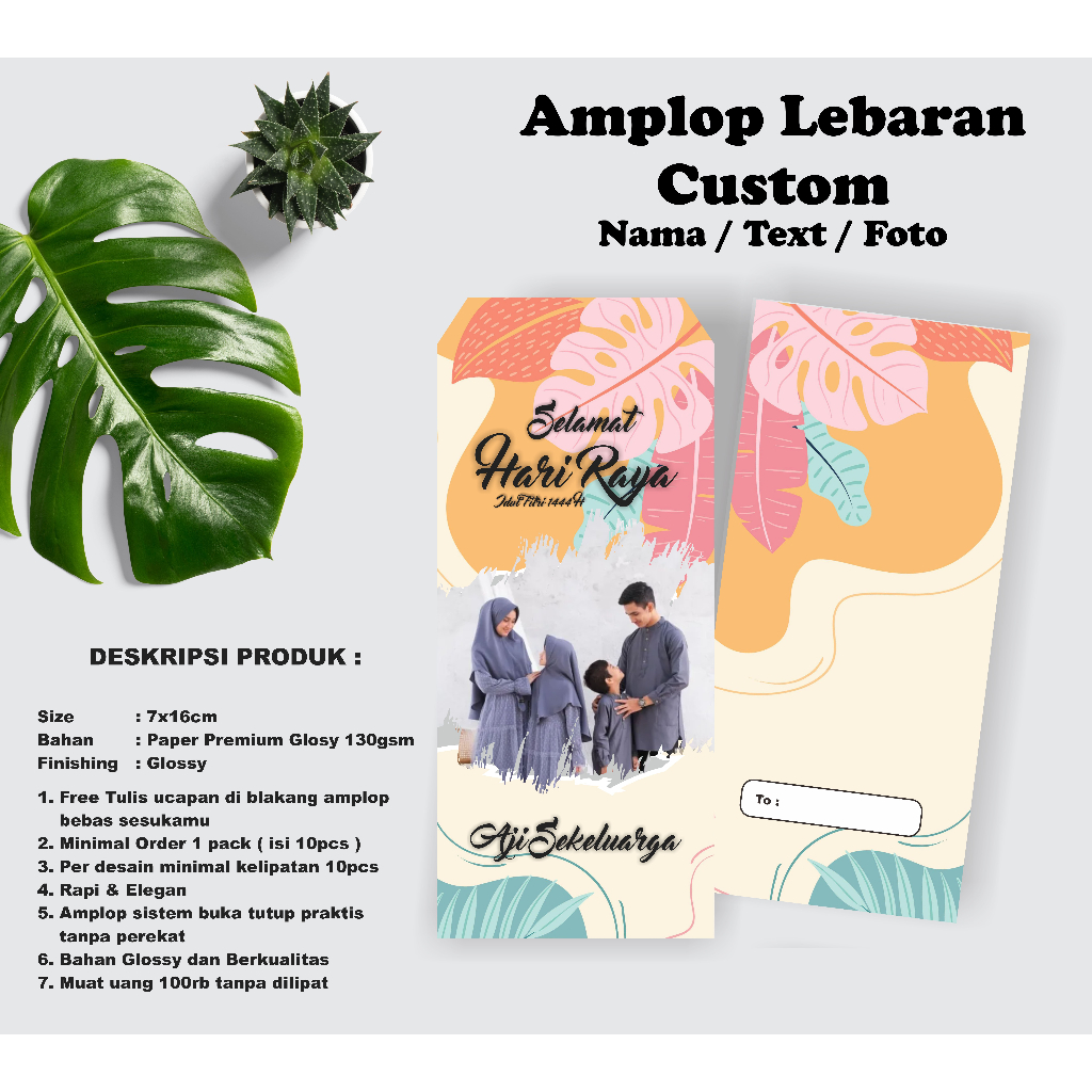 Amplop lebaran Custom Foto Nama dan Ucapan