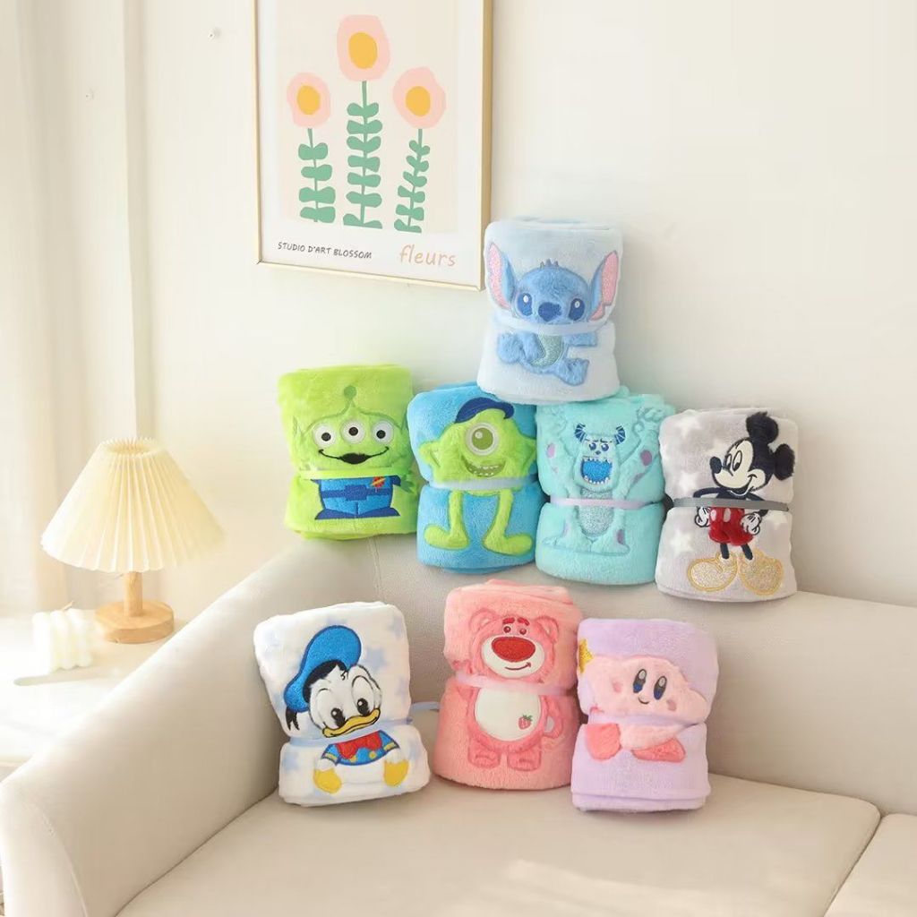 SELIMUT ANAK LOTSO KIRBY SULLEY MIKE STITCH DONALD DUCK MICKEY MOUSE ALIEN BLANKET IMPOR