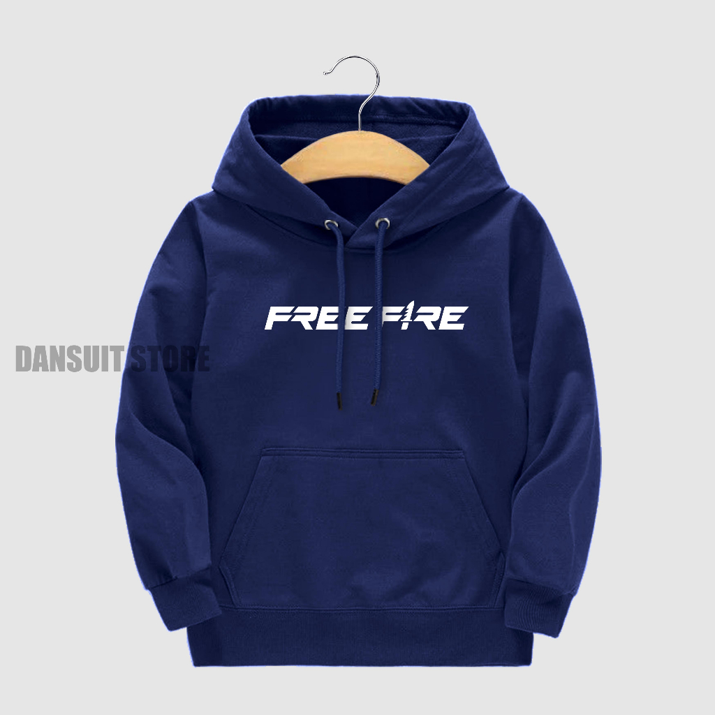 Sweater Hoodie Anak Laki-laki/Perempuan Usia 4-13 Tahun Hoodie Anak Motif Sablon FREE FIRE Logo Bahan Tebal Premium