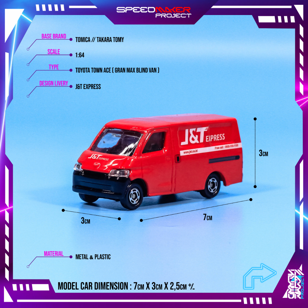 Tomica Custom Toyota Town Ace Gran Max Blind Van J&T Express Diecast Miniatur Replika Mobil Box JNT 