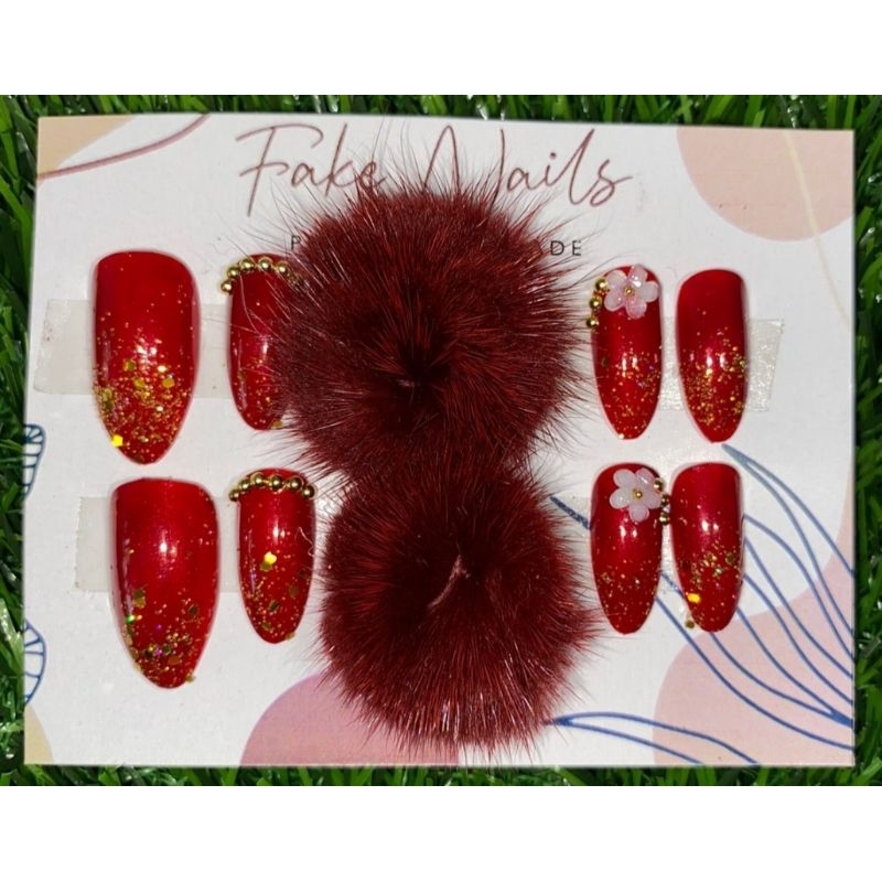 kuku palsu wedding runcing pompom