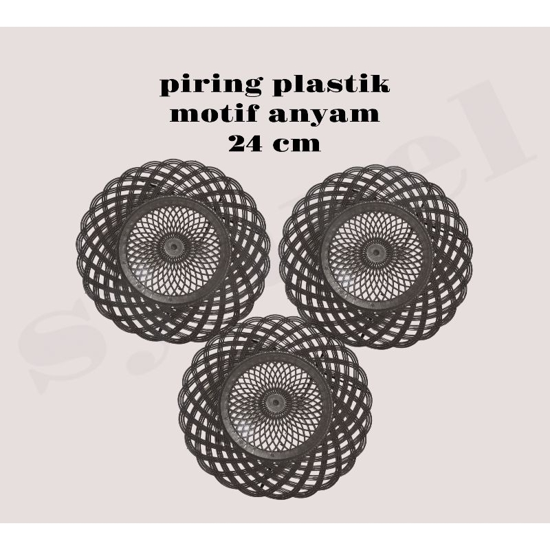 piring plastik anyam/piring lidi plastik/piring rotan plastik per 1 lusin