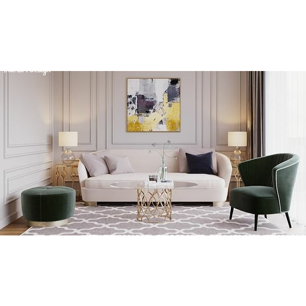 Set Sofa Tamu Desain Mewah Dan Elegan 1 Meja Tamu Kaki Stenlis Top Kaca | Kursi Tamu Custom Furnitur