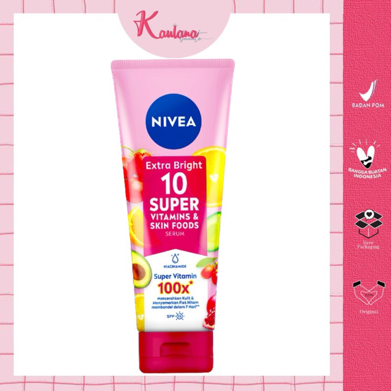 NIVEA Extra Bright Body Serum 10 Super Vitamin &amp; Skin Food+Niacinamide SPF 15 180 ML