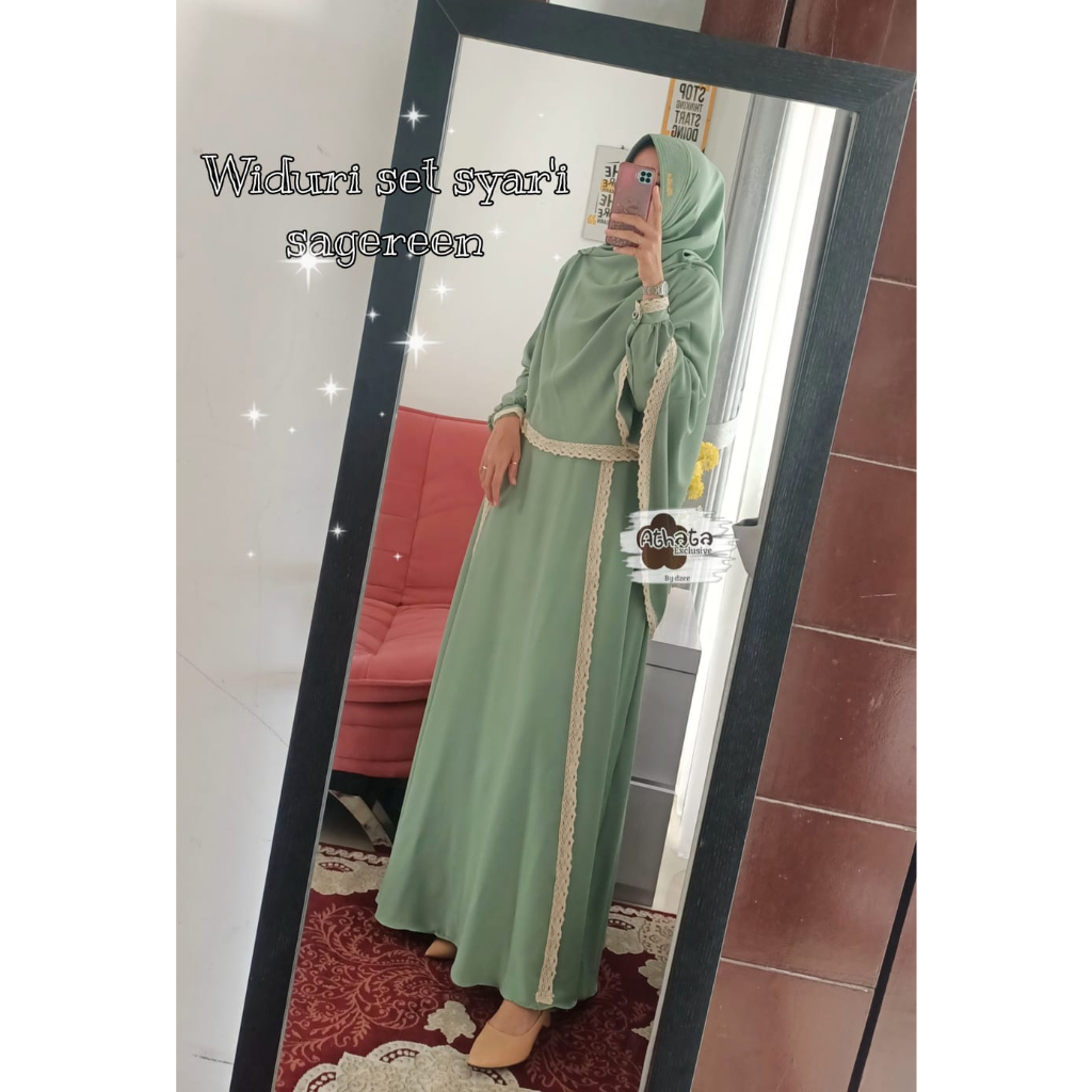 Gamis Athata Original Widuri Set Syar'i/ Gamis Busui Set Hijab