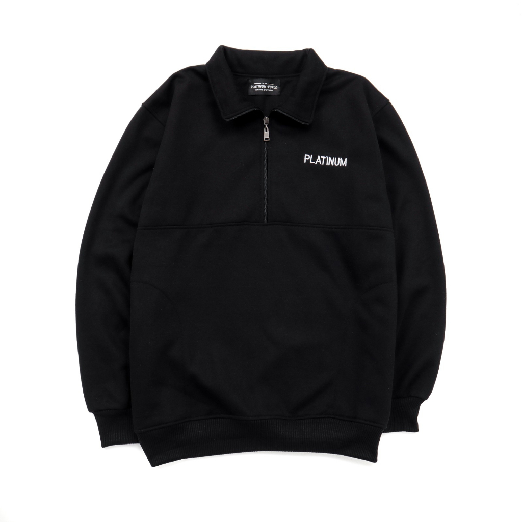 PLATINUM WORLD Sweatshirt Crewneck HALF ZIPP Rugby Polos Couple Pria - Wanita M4