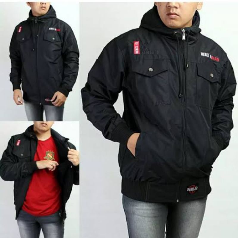 KREATOR -JAKET PRIA BOLAK BALIK HOODIE IKC TASLAN WATERPROOF REBEL ID