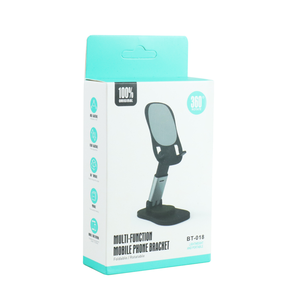 Smartphone Desktop Holder Foldable Adjustable Stand Bracket - BT-018 - Black