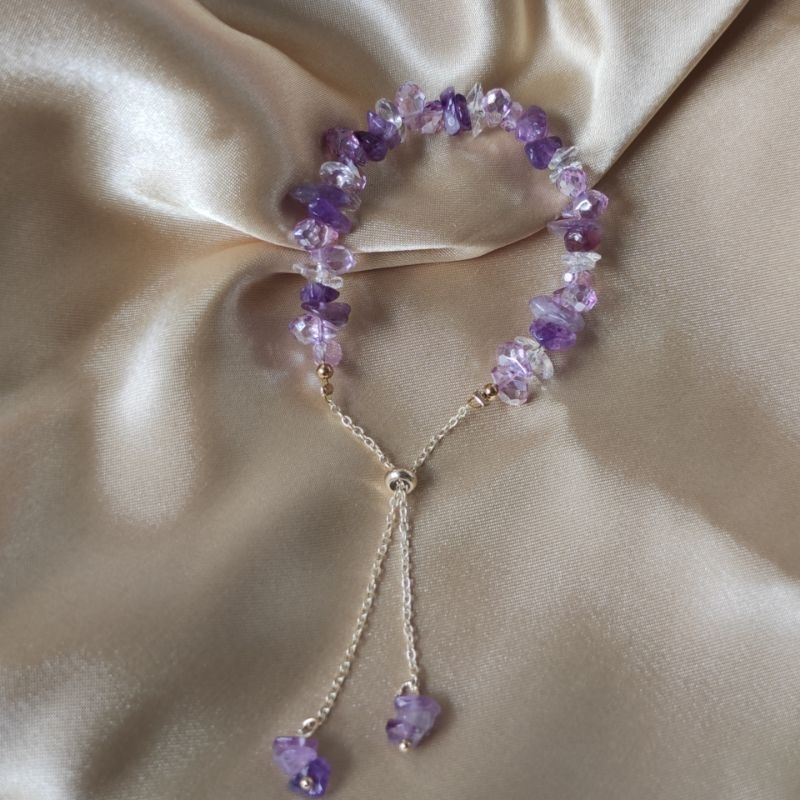 Gelang serut batu kristal kait depan bisa untuk charm emas