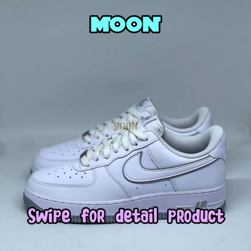 NIKE AIR FORCE 1 '07 MENS WHITE WOLF GREY SNEAKERS ORIGINAL RESMI