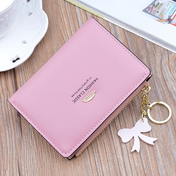 DOMPET LIPAT WANITA PREMIUM KOREA IMPORT KECIL KULIT PINK LUCU CEWEK MURAH BRANDED BATAM SIMPLE REMAJA KEKINIAN KAUNA WA663P3 MINI SLOT KARTU RESLETING KOIN