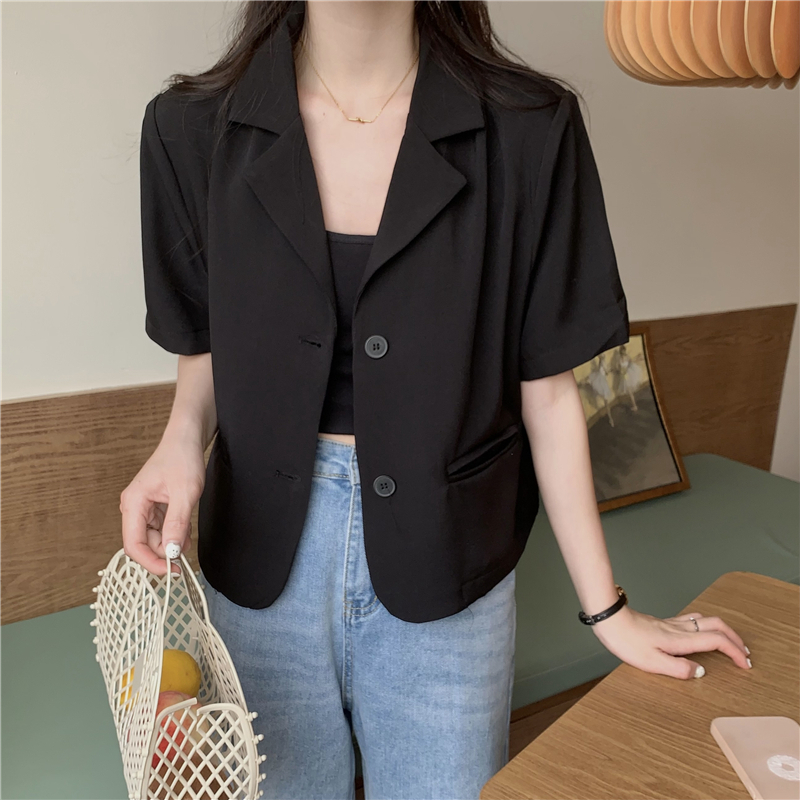 Blazer Premium Wanita Lengan Pendek Korean Style Crop Jaket wanita Import Blazer Casual