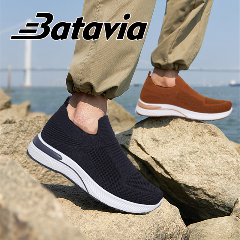 Batavia GROSIR sepatu kanvas pria rajut sepatu pria  sepatu tanpa tali hitam Sepatu Pria Sport men Sneakers sepatu cowo  pria sepatu pria ringan  B20