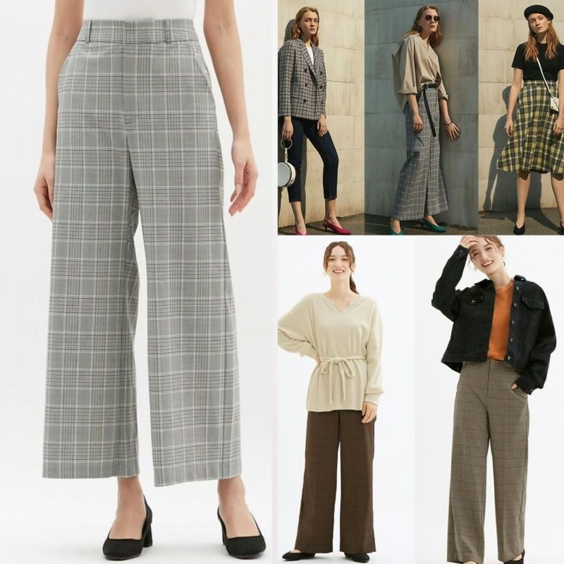 Unq wide plaid cullotes pants