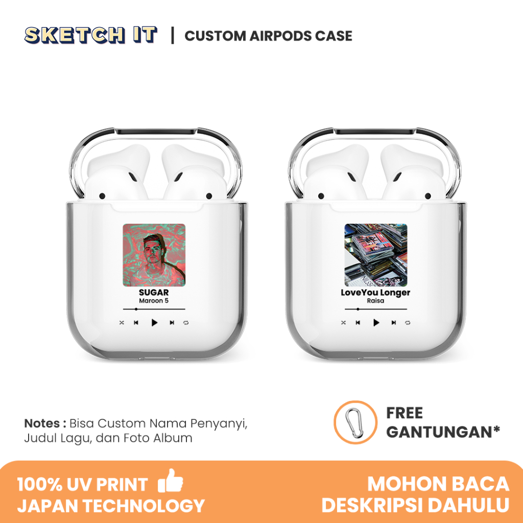 Casing Case Airpods Gen 1 2 3 Airpods Pro Inpods i12 Airpod Pro Custom Softcase Airpods Airpod Gen 1 2 3 2021 Pro Transparan bening Music Edition - Sketch It Project