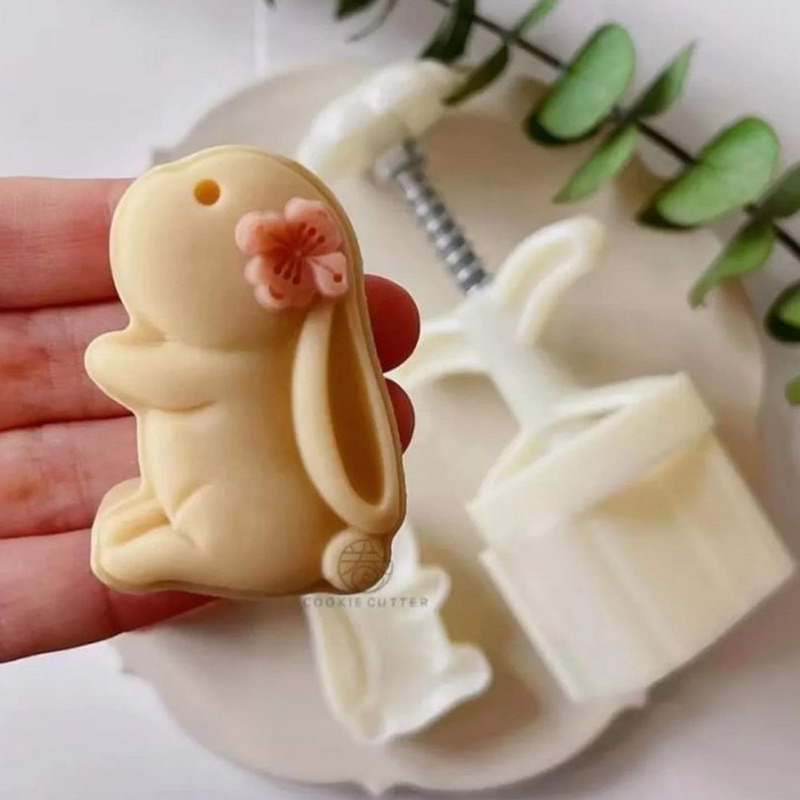 Mooncake mold lucky rabbit cetakan nastar taiwan mini kelinci