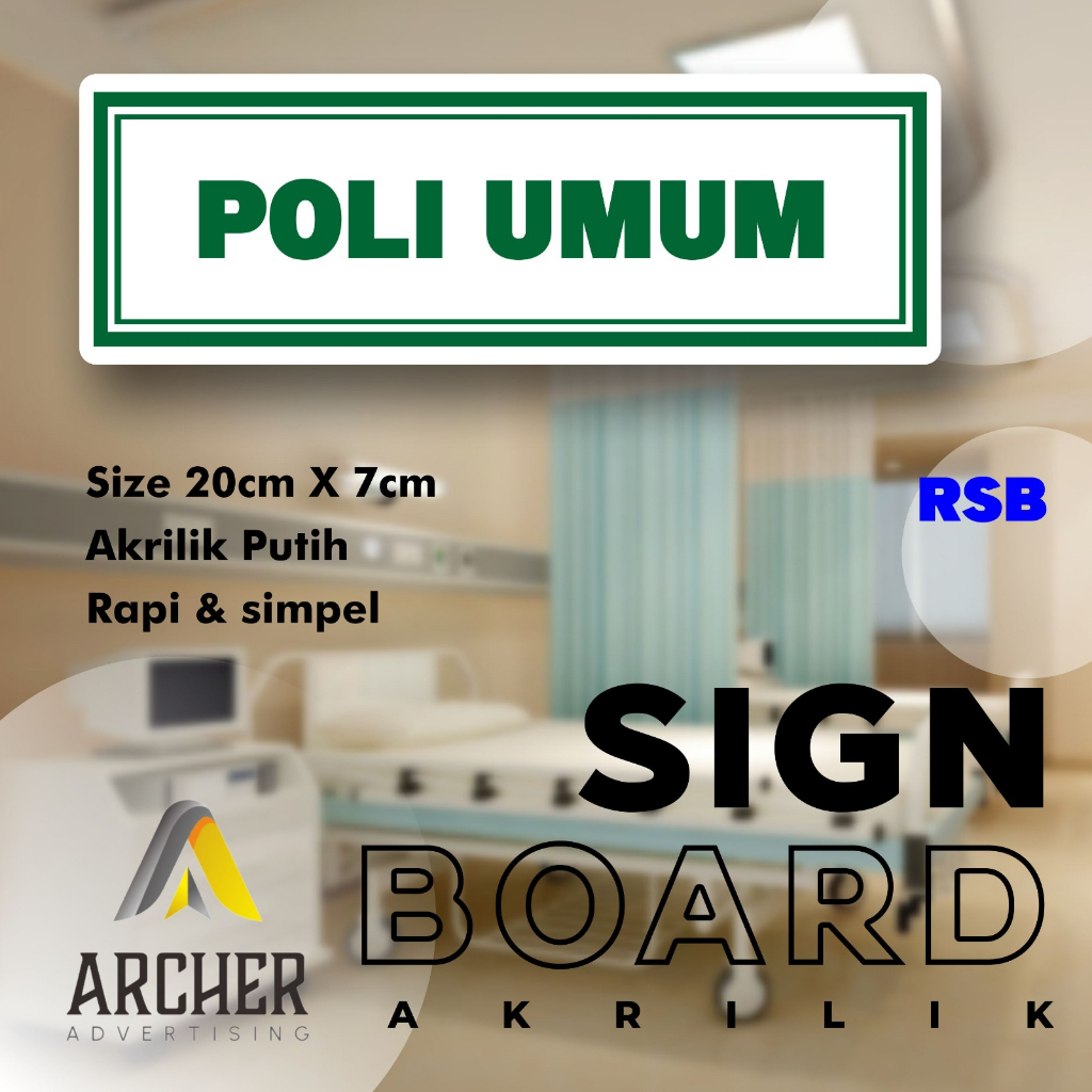 SIGN BOARD AKRILIK PENUNJUK RUANGAN | POLI UMUM