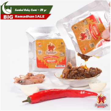 

Sambal Baby Cumi Hot kemasan sachet 20gr, Sambal Sachet Travelpack Enak Murah