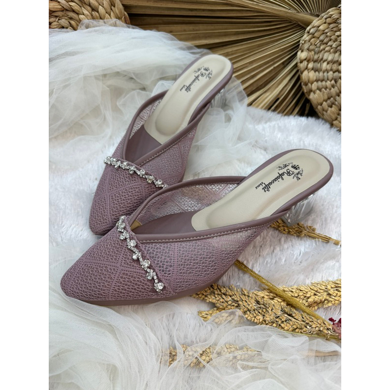 sepatu annesha mauve tinggi 5cm kaca